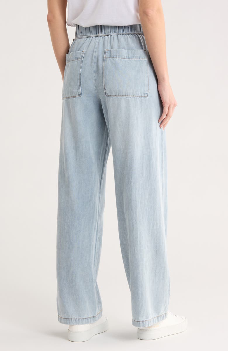 Kensie Drapey High Waist Tie Wide Leg Jeans, Alternate, color, Camden