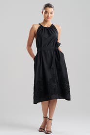 N Natori Carnation Embroidery - Cotton Voile Halter Neck Dress