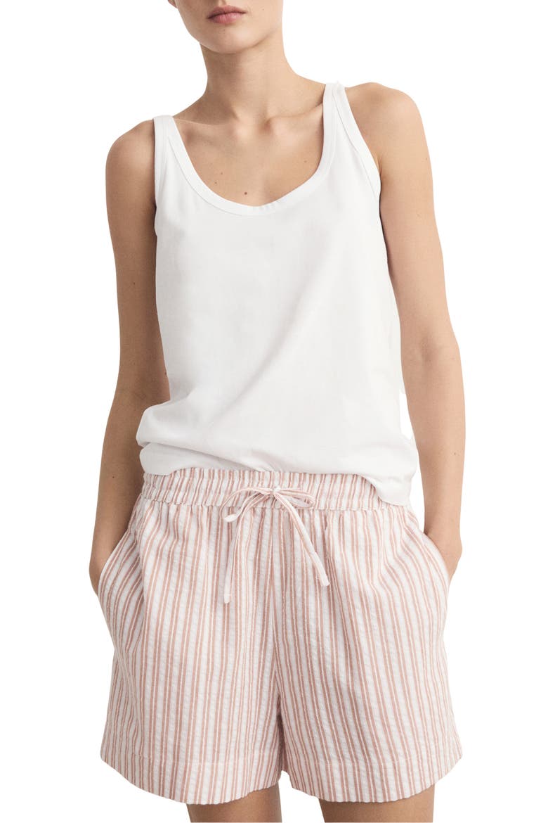 Two-Piece Stripe Short Pajamas, Main, color, RUSSET