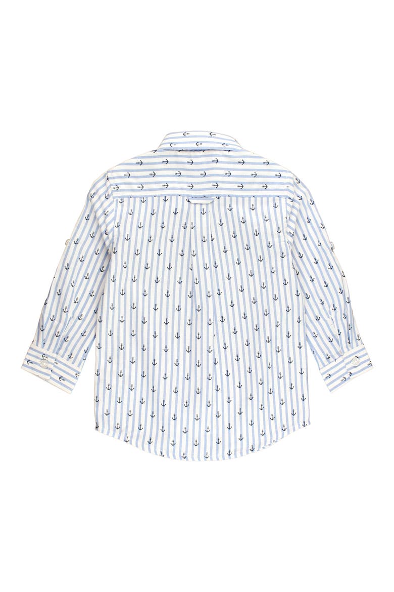 Anchors Stripe Button-Up Shirt, Alternate, color, WHITE