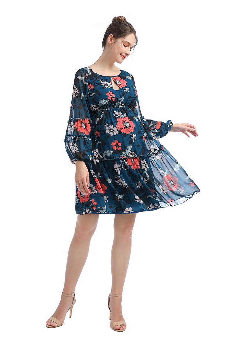 Kimi and Kai Jupiter Long Sleeve Maternity Babydoll Dress, Alternate, color, 