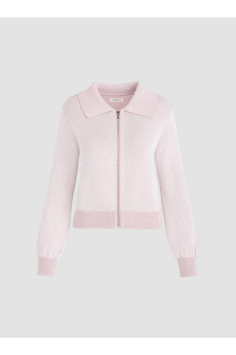 Sequin-Kissed Cotton Cardigan, Alternate, color, Dusty Pink