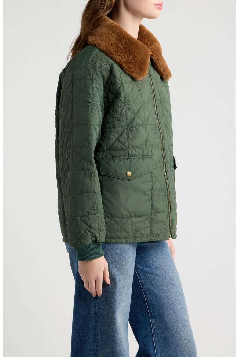 The Reversible Logger Puffer with Faux Fur Collar, Alternate, color, PINE AND AMBER