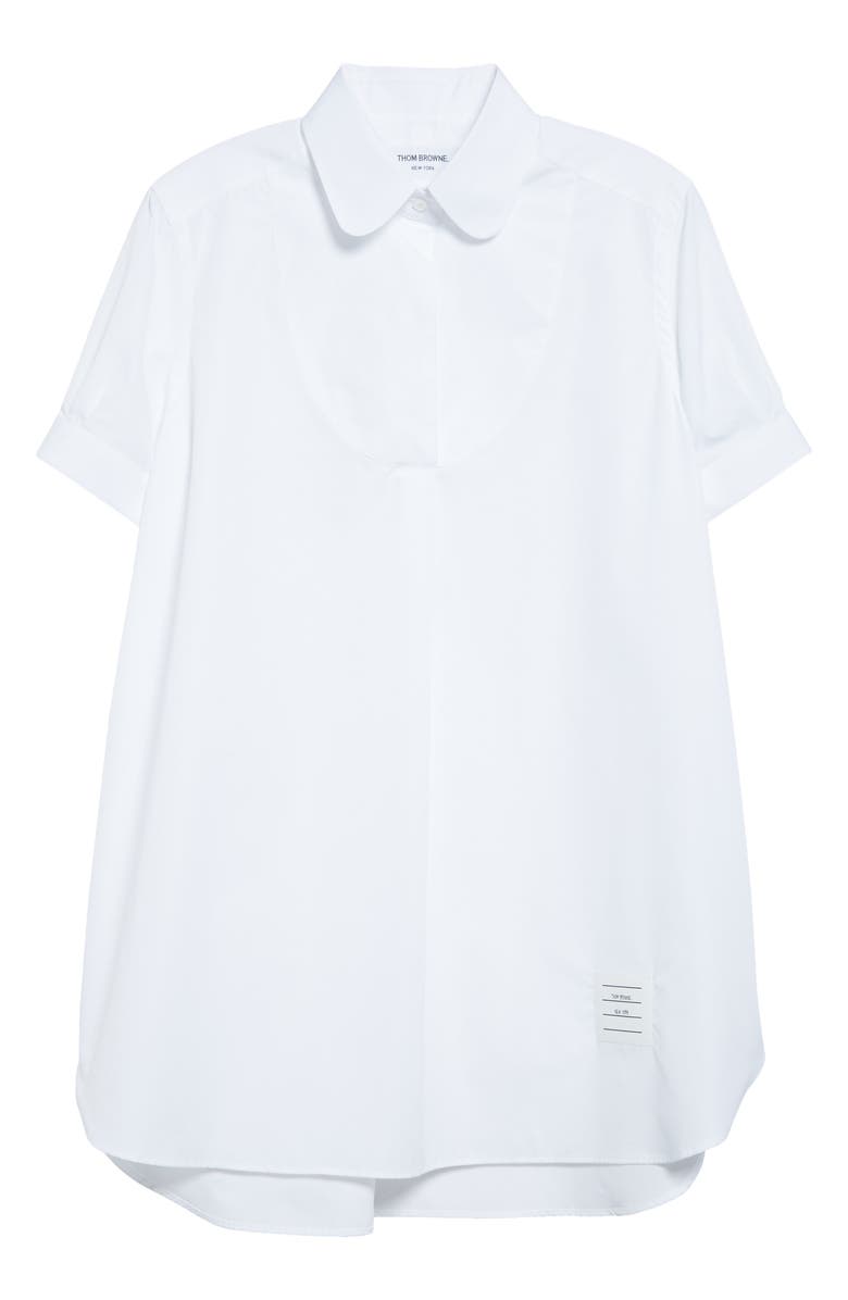 Thom Browne Peter Pan Collar Cotton Button-Up Shirt, Alternate, color, White