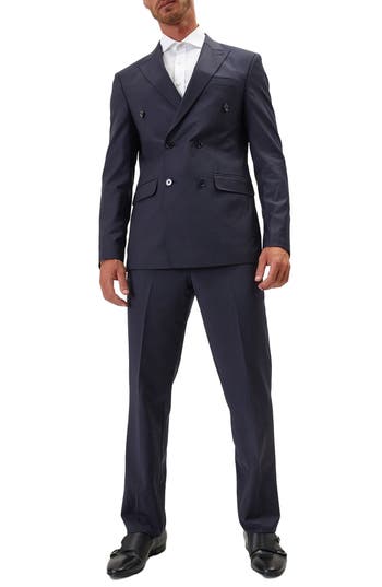 Ron Tomson Super 120s Wool Double Breasted Tuxedo Jacket
