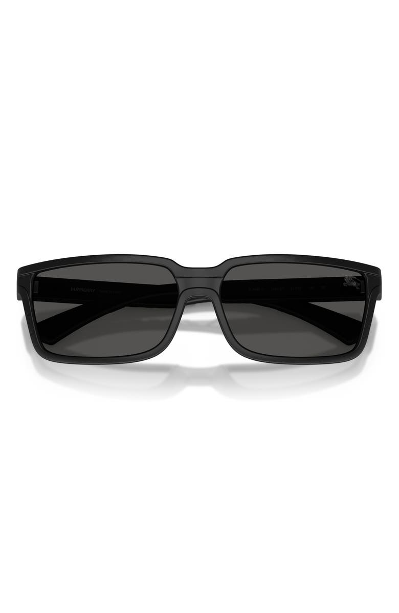Burberry 61mm Rectangle Sunglasses, Alternate, color, Matte Black / Dark Grey