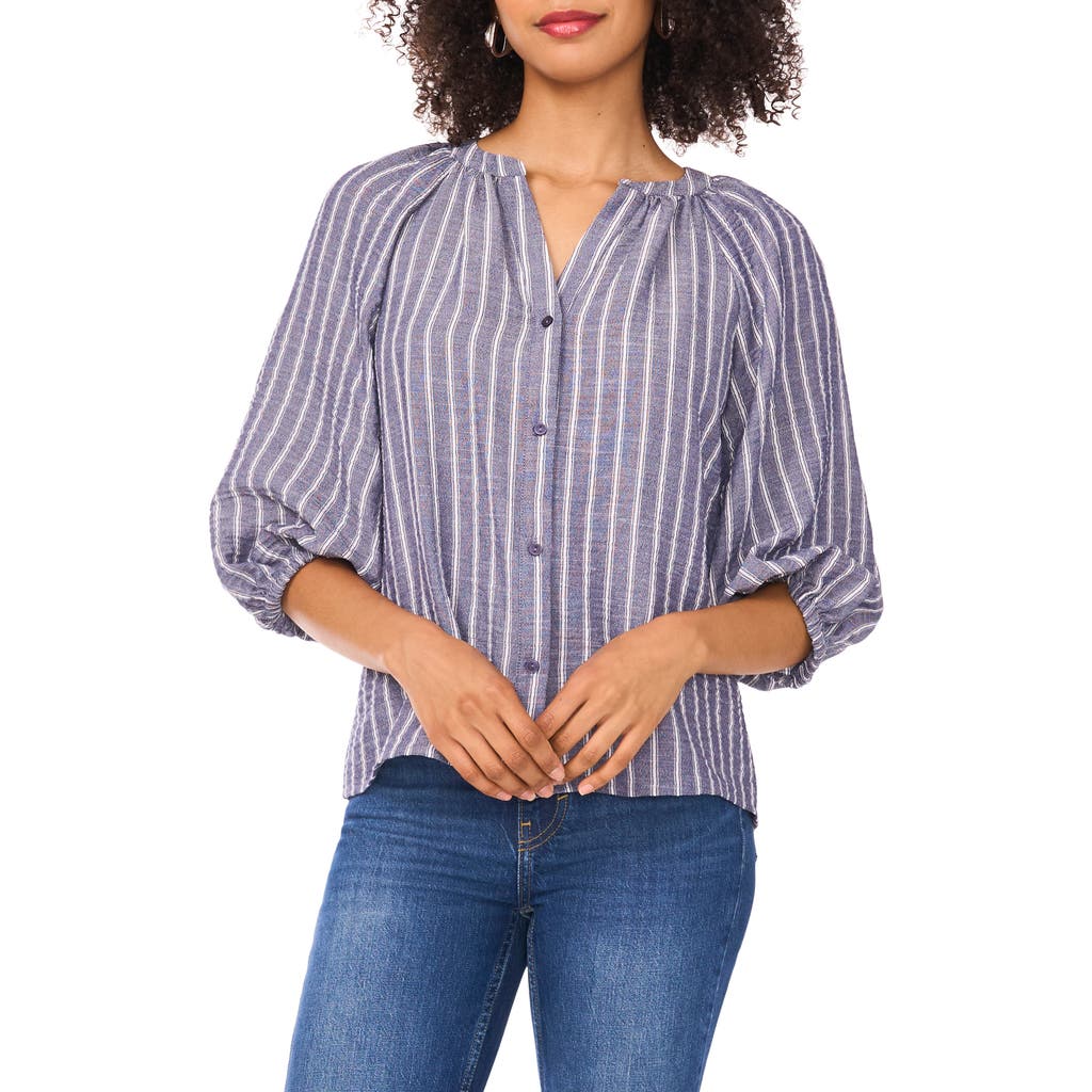 Halogen ® Crinkle Puff Sleeve Button-up Shirt In Blue