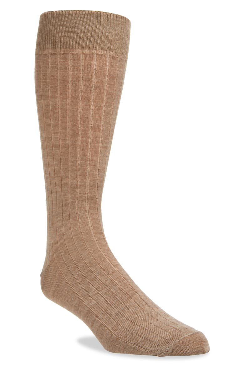 Rib Crew Socks, Main, color, TAUPE