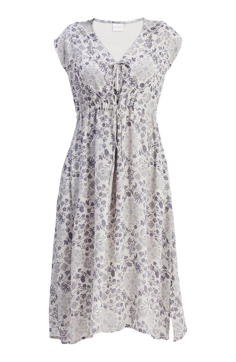 Reistor Deep V-neck Gathered Dress in Florals, Alternate, color, Blooming Tiles