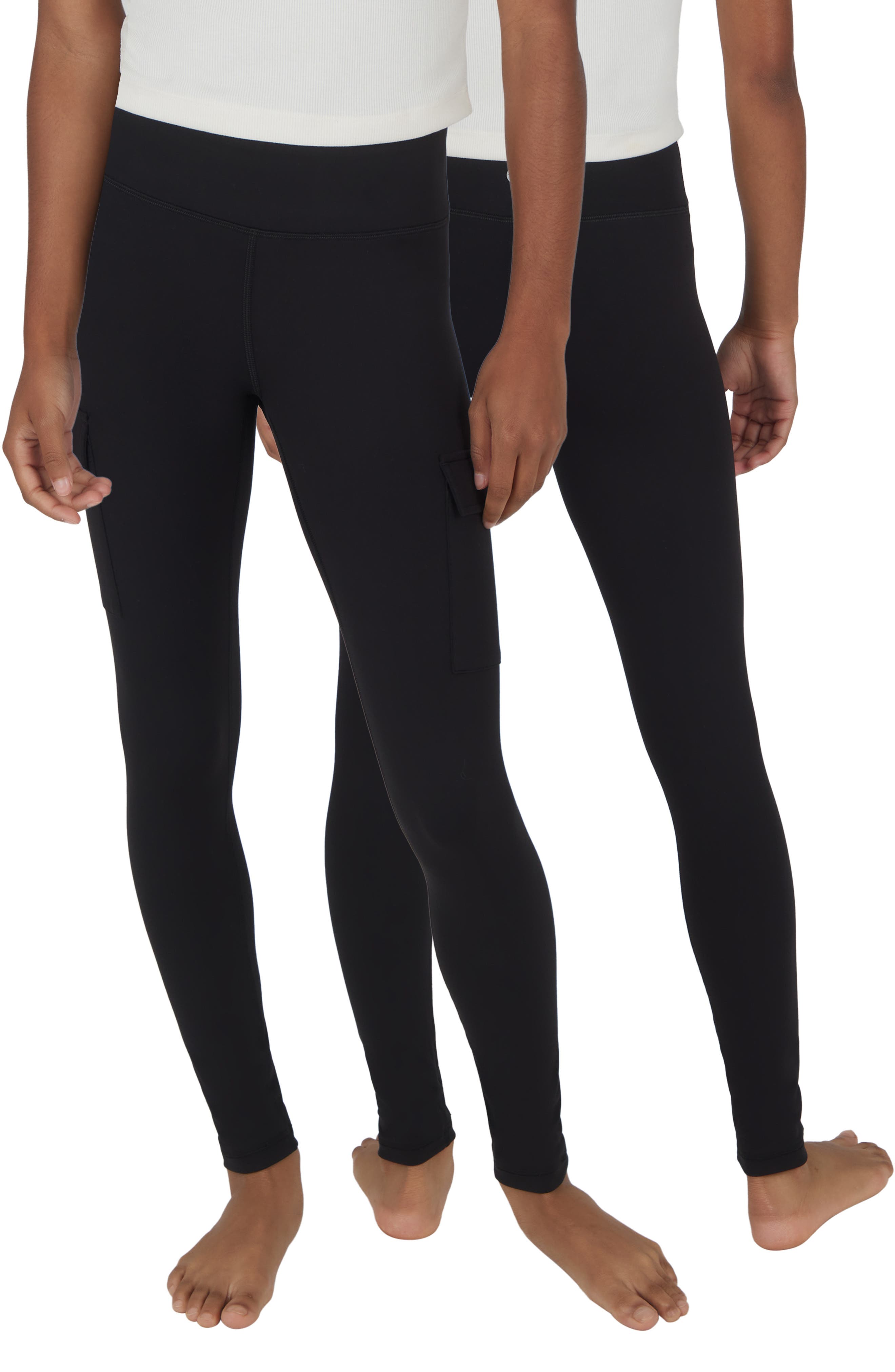 90 DEGREE BY REFLEX Kids' 2-Pack Cargo Pocket Leggings
