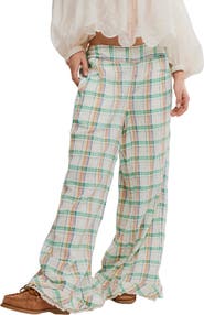 Free People Hour Glass Plaid Wide Leg Pants