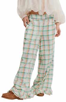 Free People Hour Glass Plaid Wide Leg Pants