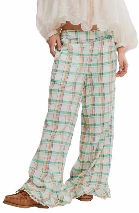Free People Hour Glass Plaid Wide Leg Pants