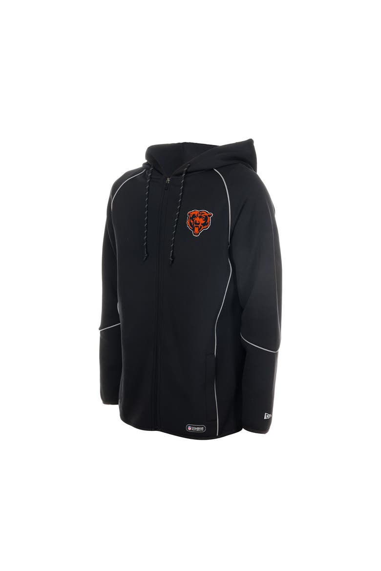 Men's New Era  Black Chicago Bears Combine Authentic Raglan Full-Zip Hoodie, Alternate, color, Black