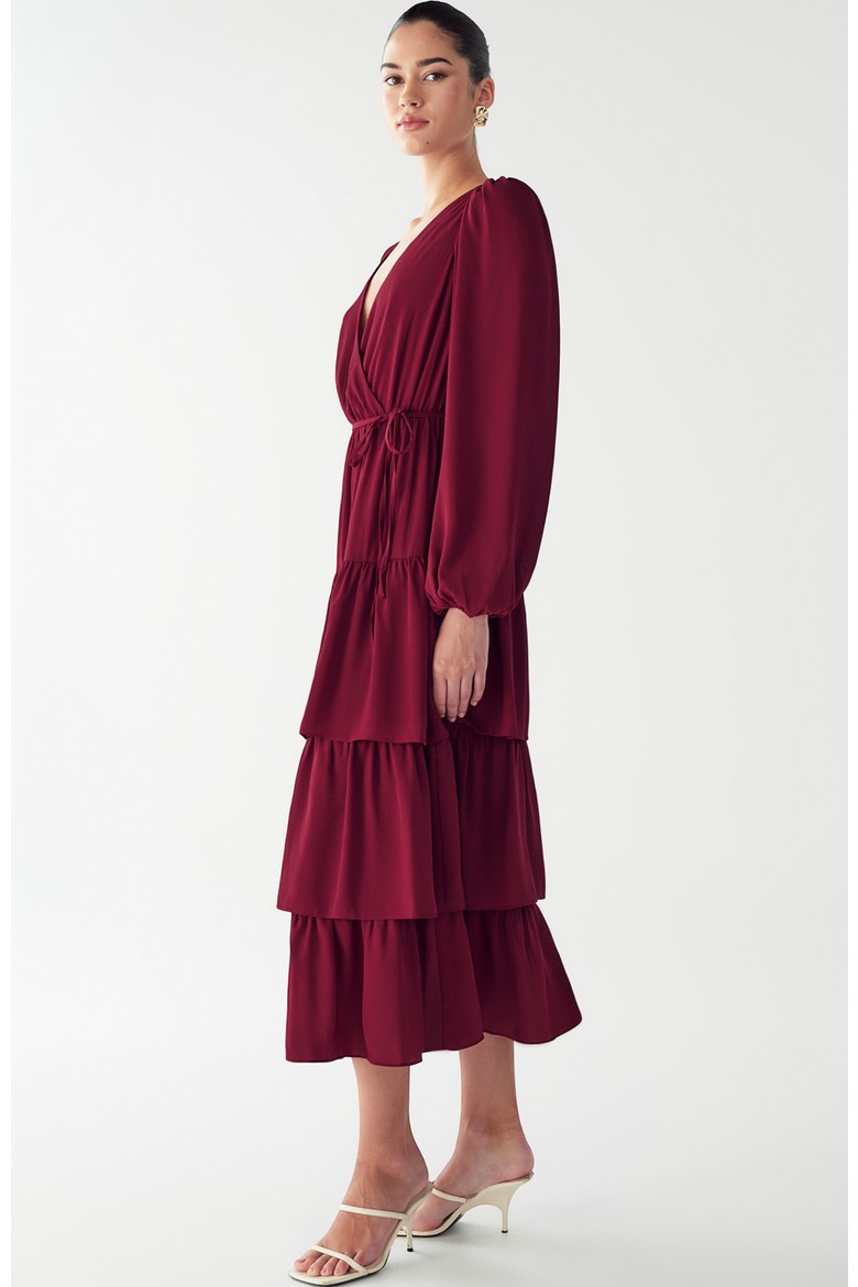 Koby Midi Dress, Alternate, color, Burgundy