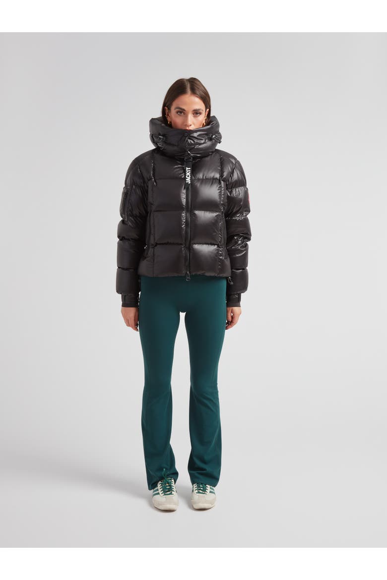 EZ Boxed Hooded Cropped Puffer Coat, Alternate, color, BLACK/STONE