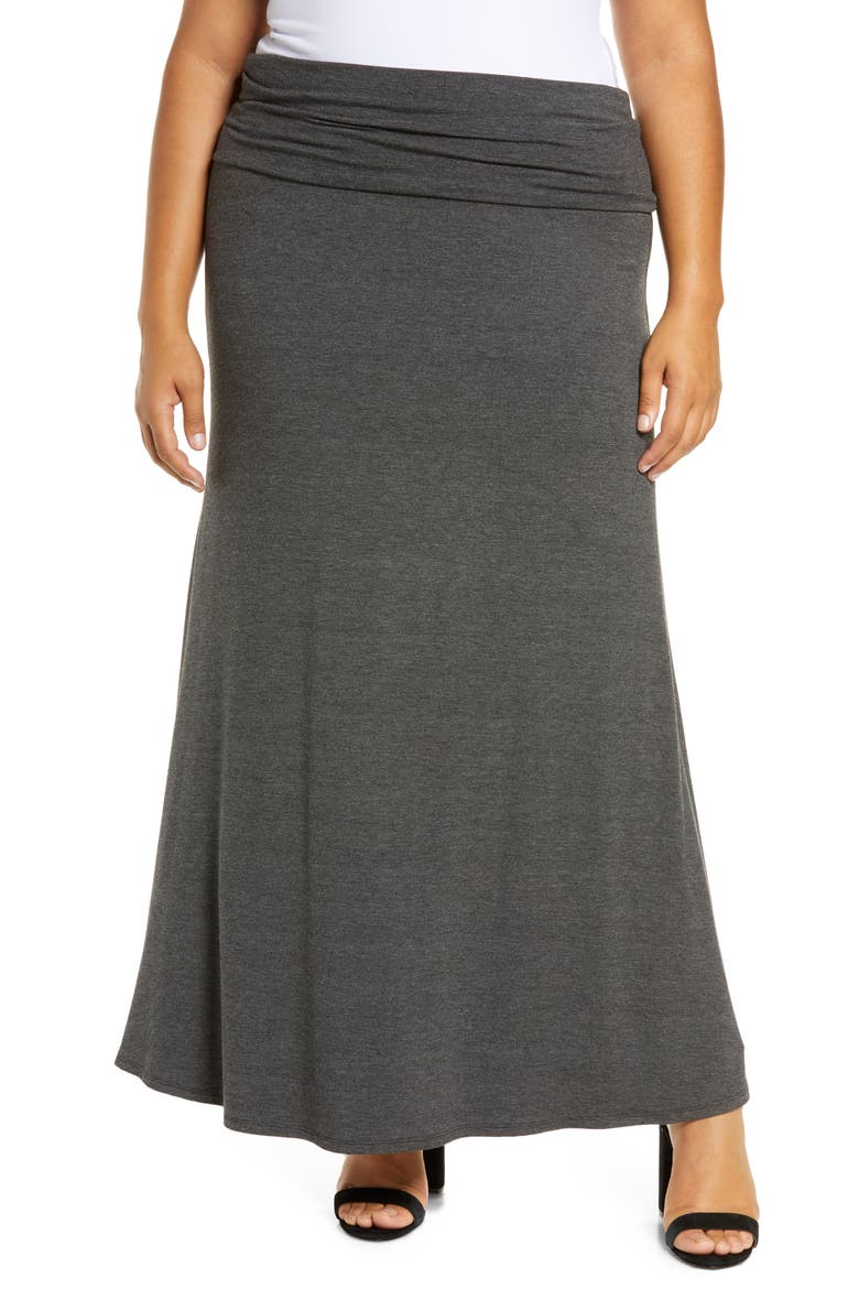 Fold Over Maxi Skirt, Main, color, CHARCOAL