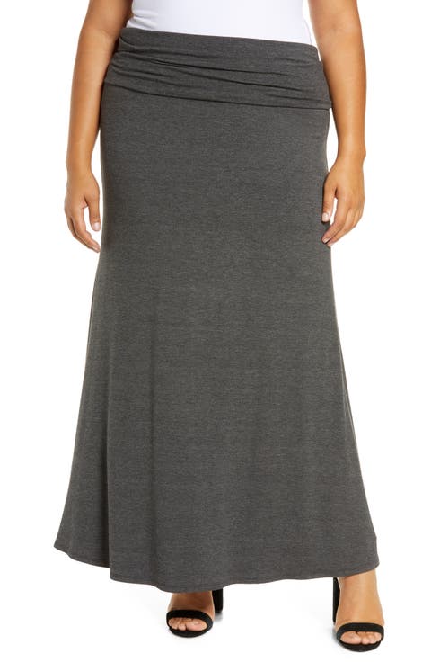 Fold Over Maxi Skirt (Plus Size)