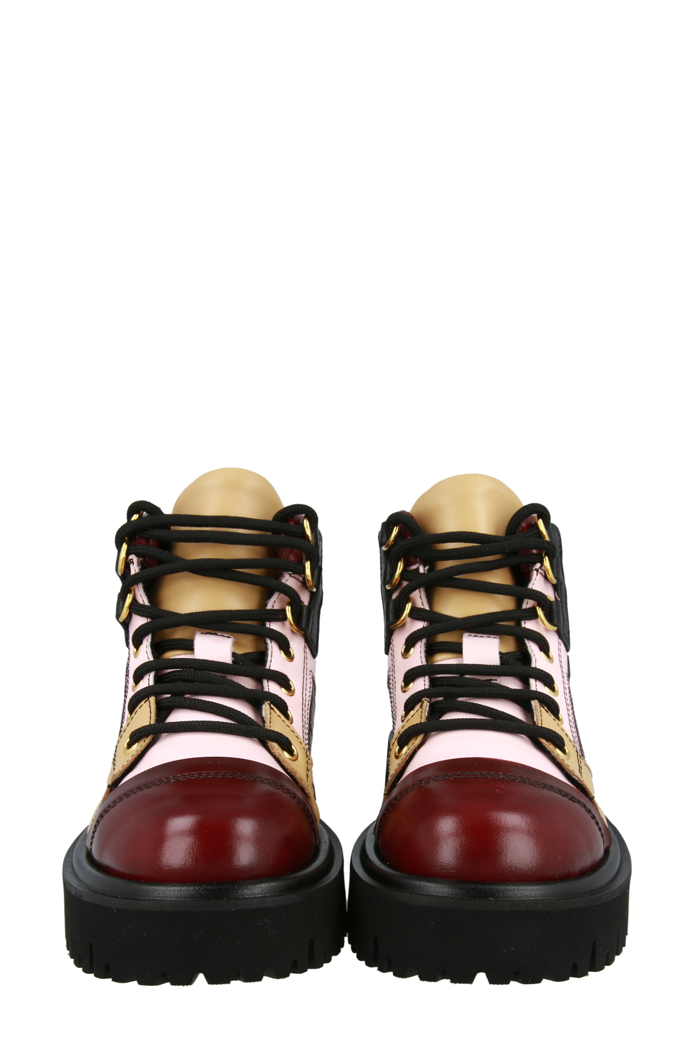 Moschino Colorblock Ankle Boot, Alternate, color, Burgundy Multi