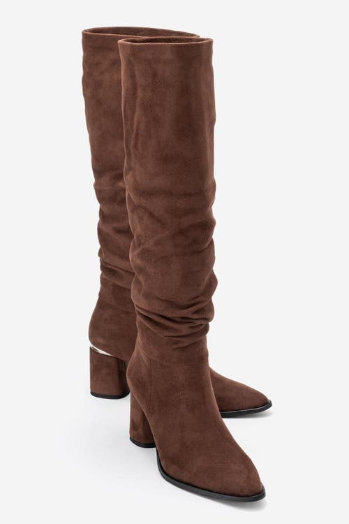 Prologue Shoes Vianella Block Heel Knee High Boot In Animal Print