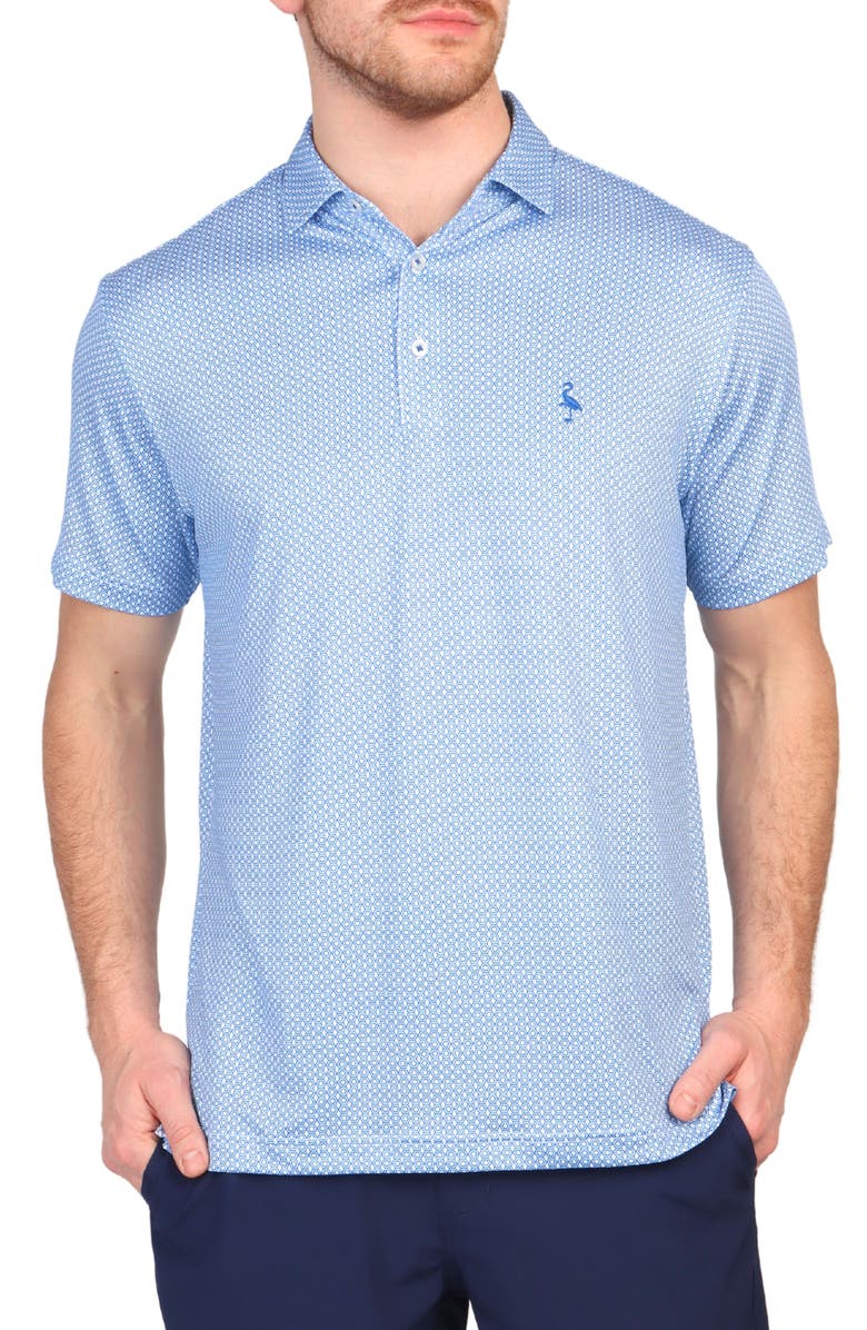 TailorByrd Mini Geo Print Performance Polo, Main, color, Blue