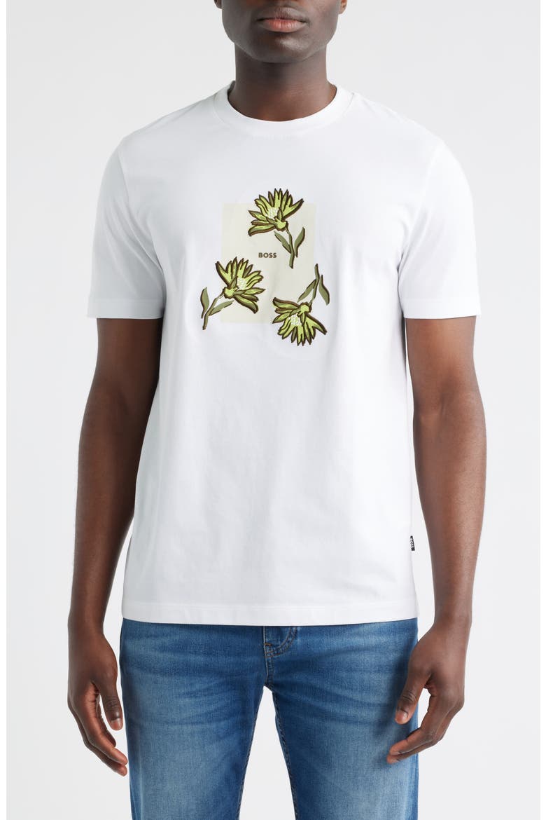 Thompson Floral Logo Cotton Graphic T-Shirt, Main, color, WHITE