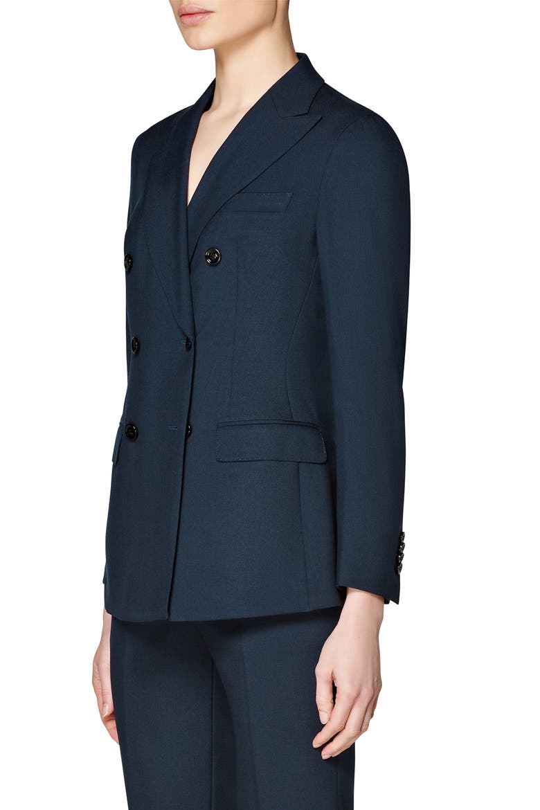 Cameron Double Breasted Wool & Mohair Suit Jacket, Alternate, color, NAVY