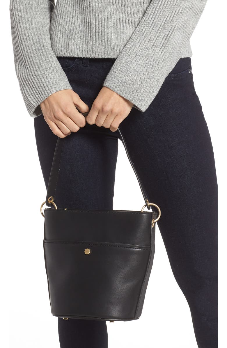 Sole Society Faux Leather Bucket Bag, Alternate, color,