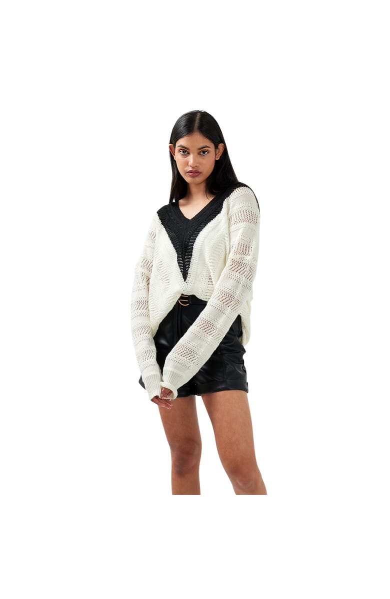 Belle & Bloom This Moment Oversized V-Neck Knit, Main, color, White