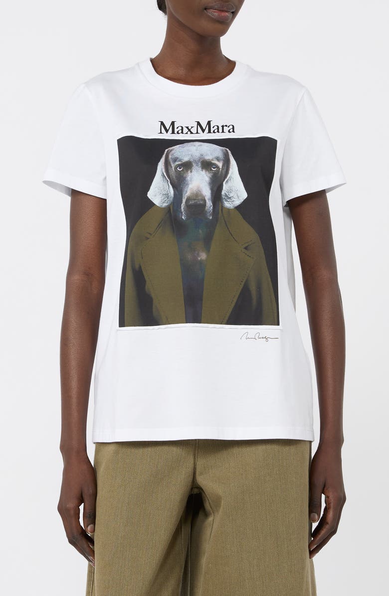 Max Mara Cotton Graphic T-Shirt, Main, color, White