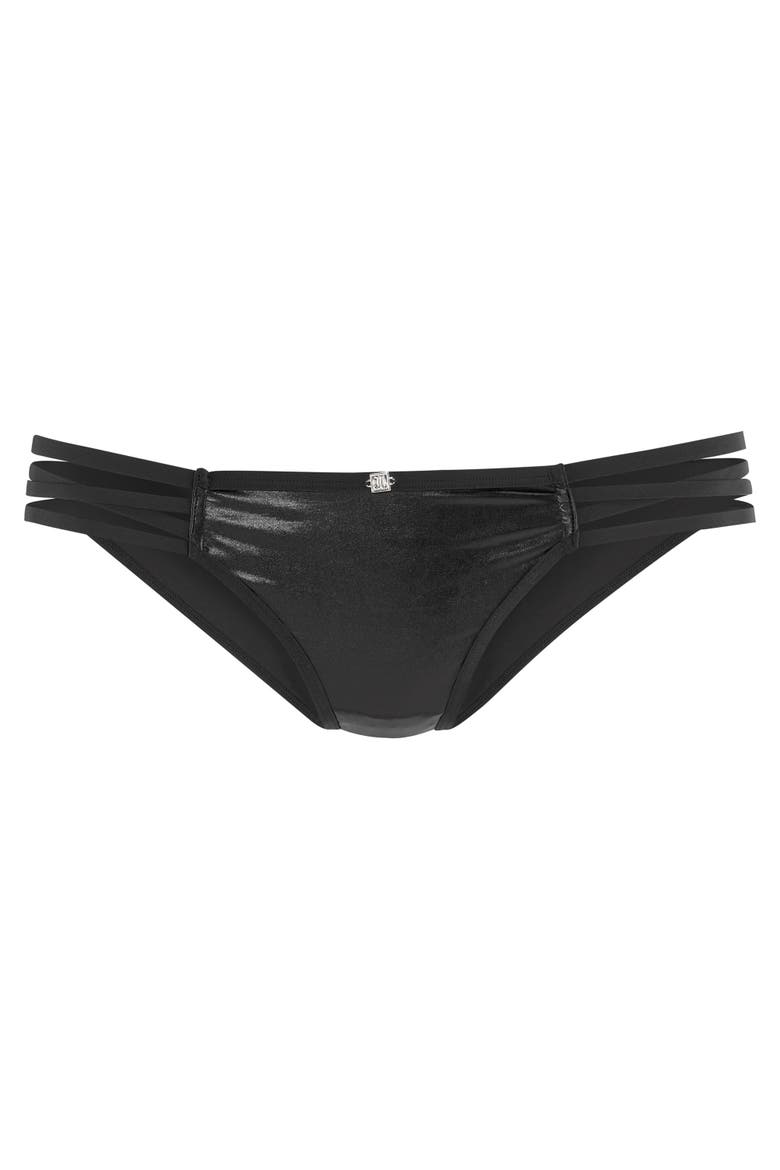 Faux Leather Bikini Brief, Alternate, color, Black