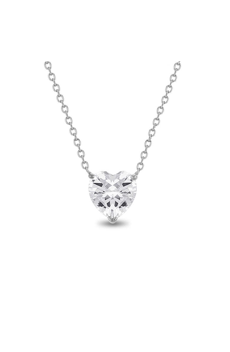 In Season Jewelry Prong CZ Birthstone Heart Necklace, Main, color, April