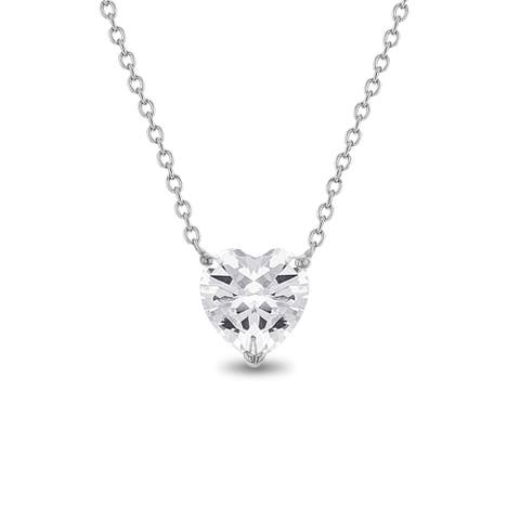 Prong CZ Birthstone Heart Necklace