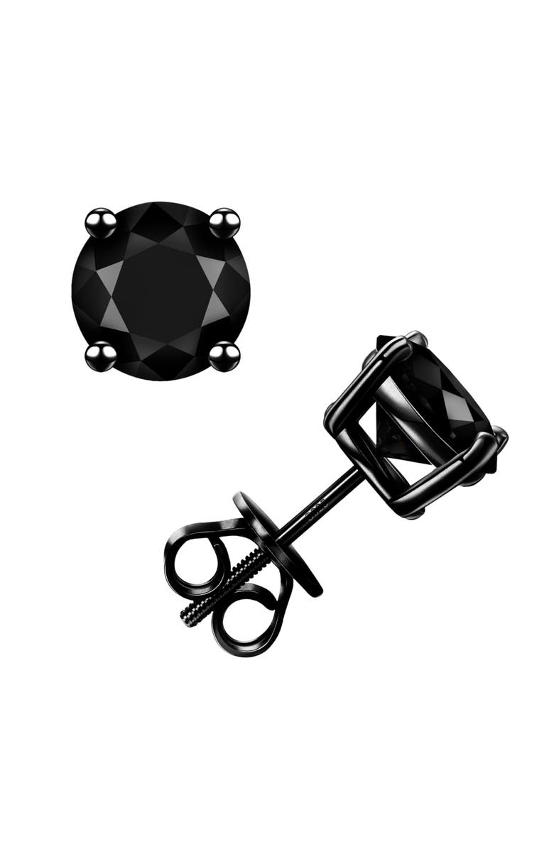 Donatello Gian Sterling Silver Black Rhodium Plated Screwback Studs, Main, color, Black