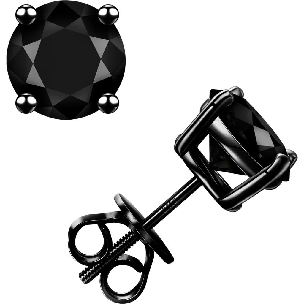 Donatello Gian Sterling Silver Black Rhodium Plated Screwback Studs In Black