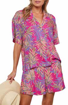 matty m. Benson Short Sleeve Button Front Top