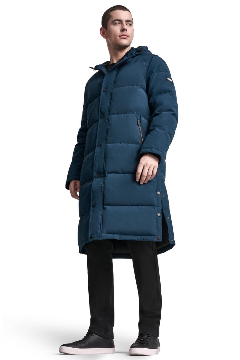 Zip Front Longline Puffer, Alternate, color, BLUE STEEL