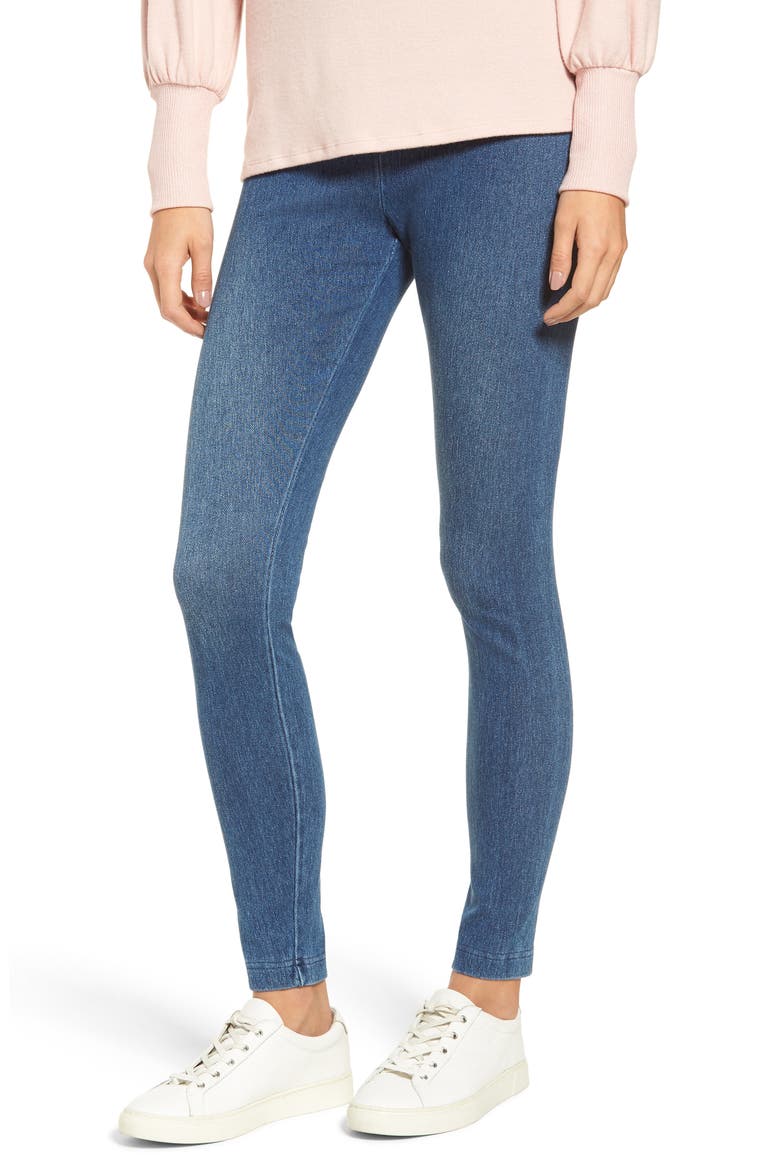 'Lyssentials High Waist Denim Leggings, Main, color, MID WASH