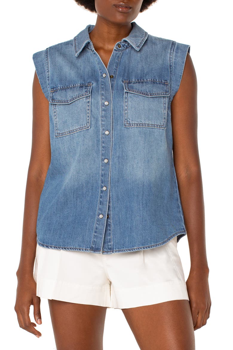 Sleeveless Denim Shirt, Main, color, POLO