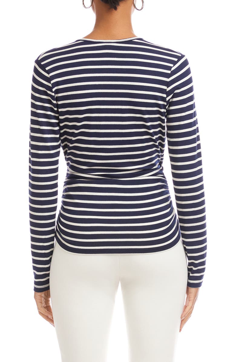 Karen Kane Stripe Crossover Ruched Top, Alternate, color, Stripe