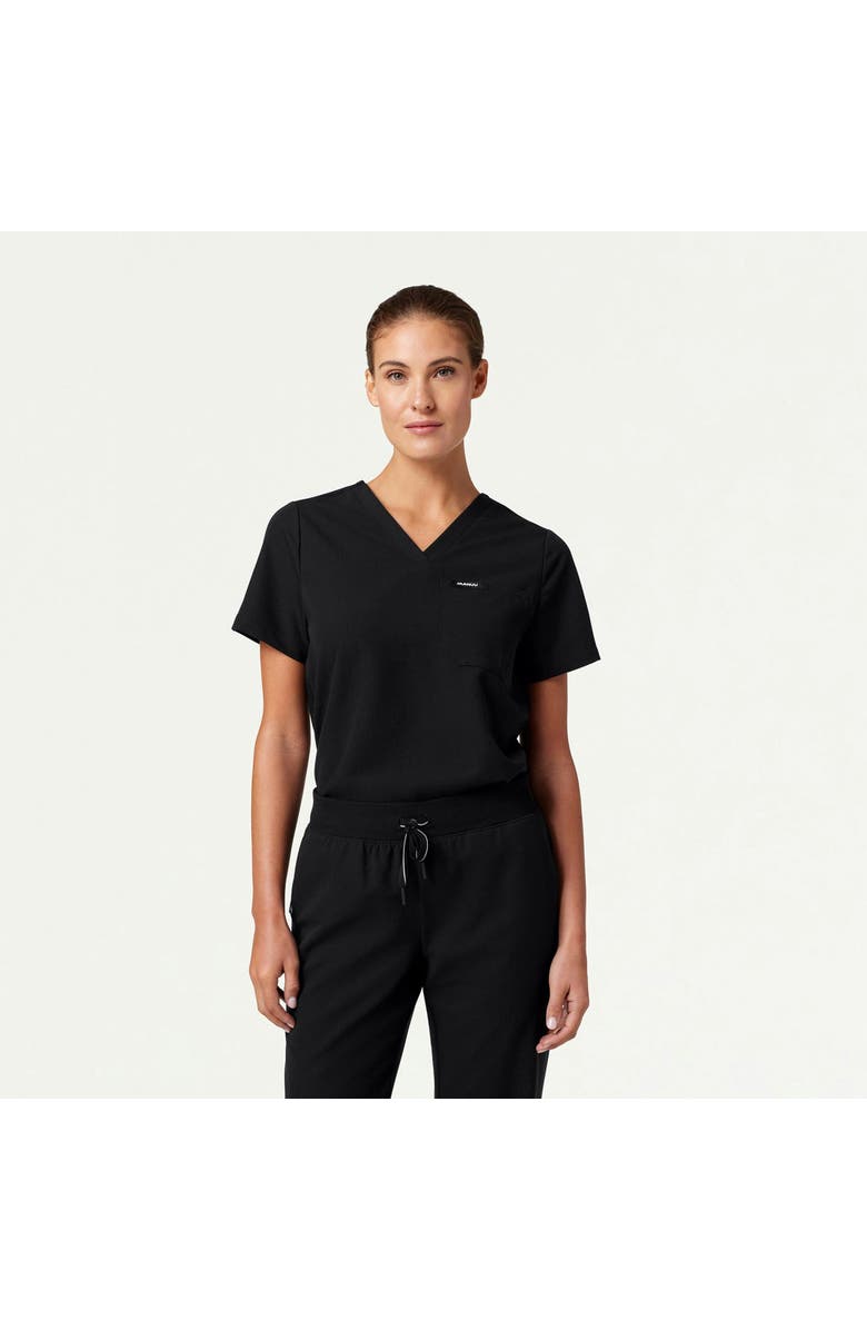 JAANUU Rhena Women's 1-Pocket Classic V-Neck Scrub Top, Main, color, Black