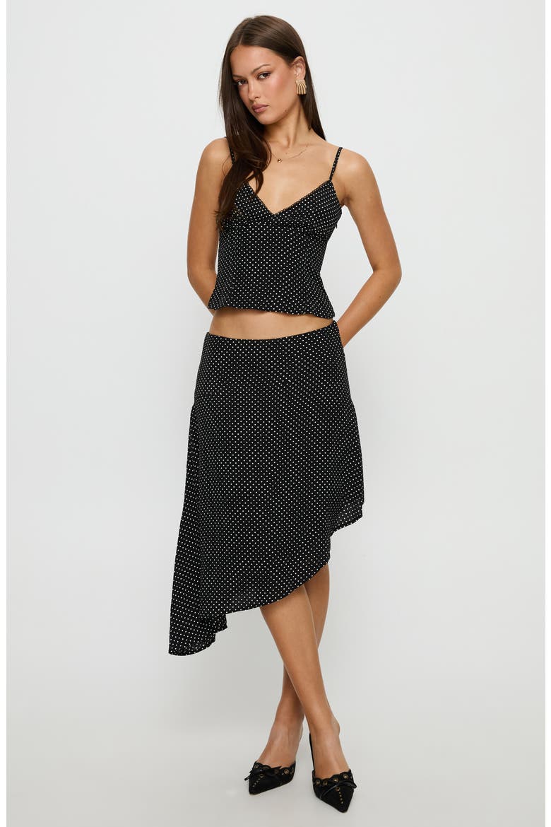 Cabernet Polka Dot Camisole & Asymmetric Skirt Set, Alternate, color, BLACK POLKA