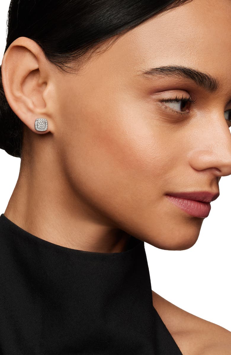 David Yurman Petite Albion Stud Earrings, Alternate, color, Silver/ Diamond