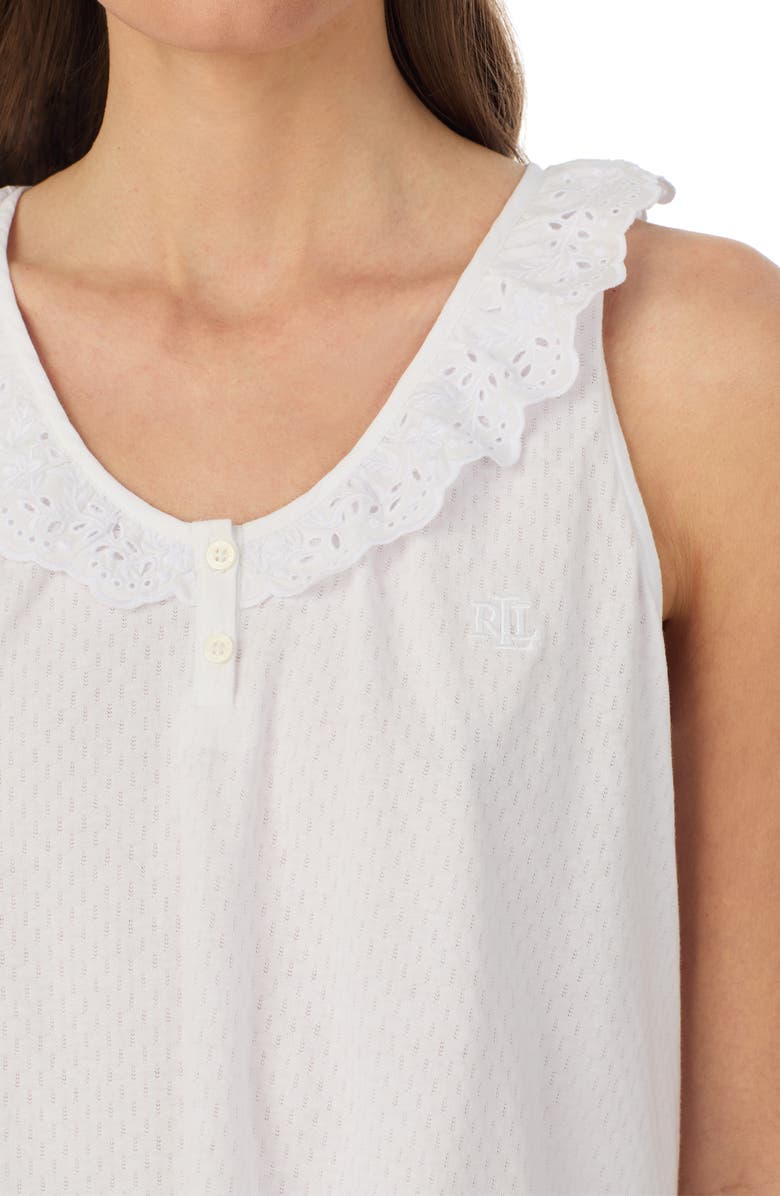 Lauren Ralph Lauren Eyelet Ruffle Cotton Blend Pajamas, Alternate, color,