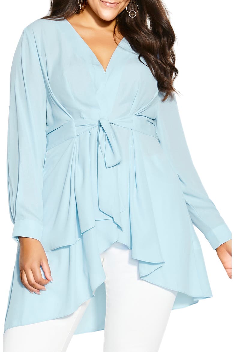Shibara Faux Wrap High-Low Top, Main, color, SKY