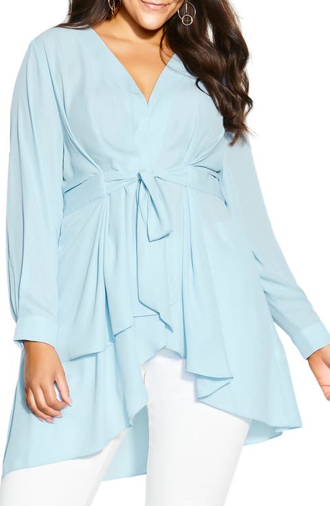 Shibara Faux Wrap High-Low Top (Plus Size)