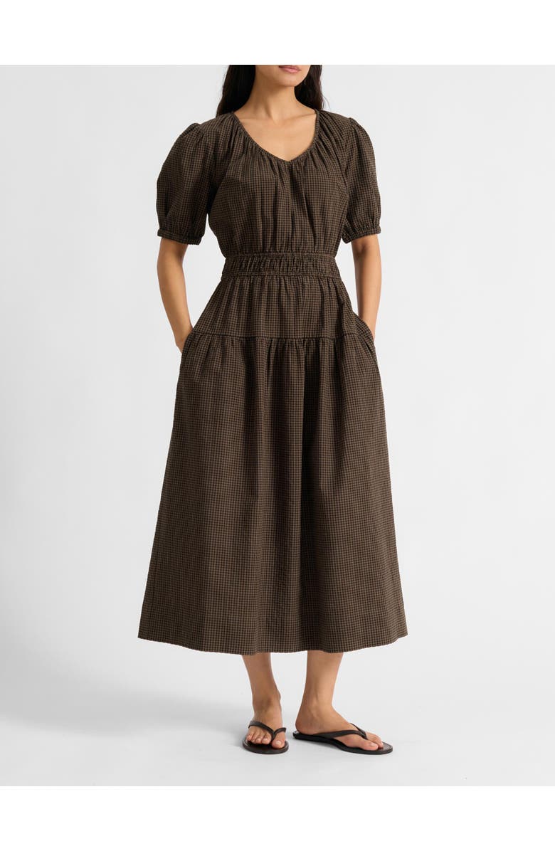 Albaray Gingham Midi Dress, Alternate, color, Chocolate