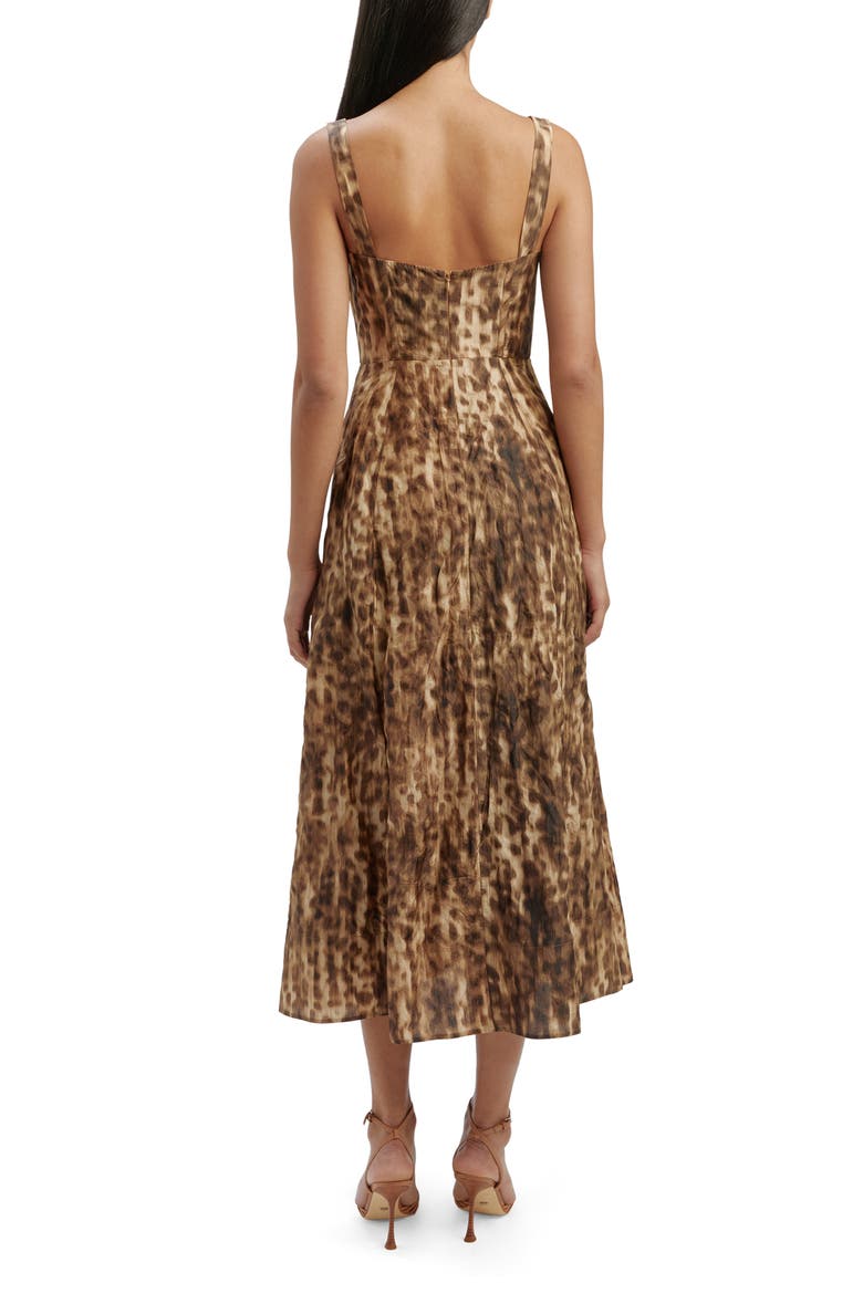 Lilah Leopard Print Sleeveless Corset Midi Dress, Alternate, color, LEOPARD