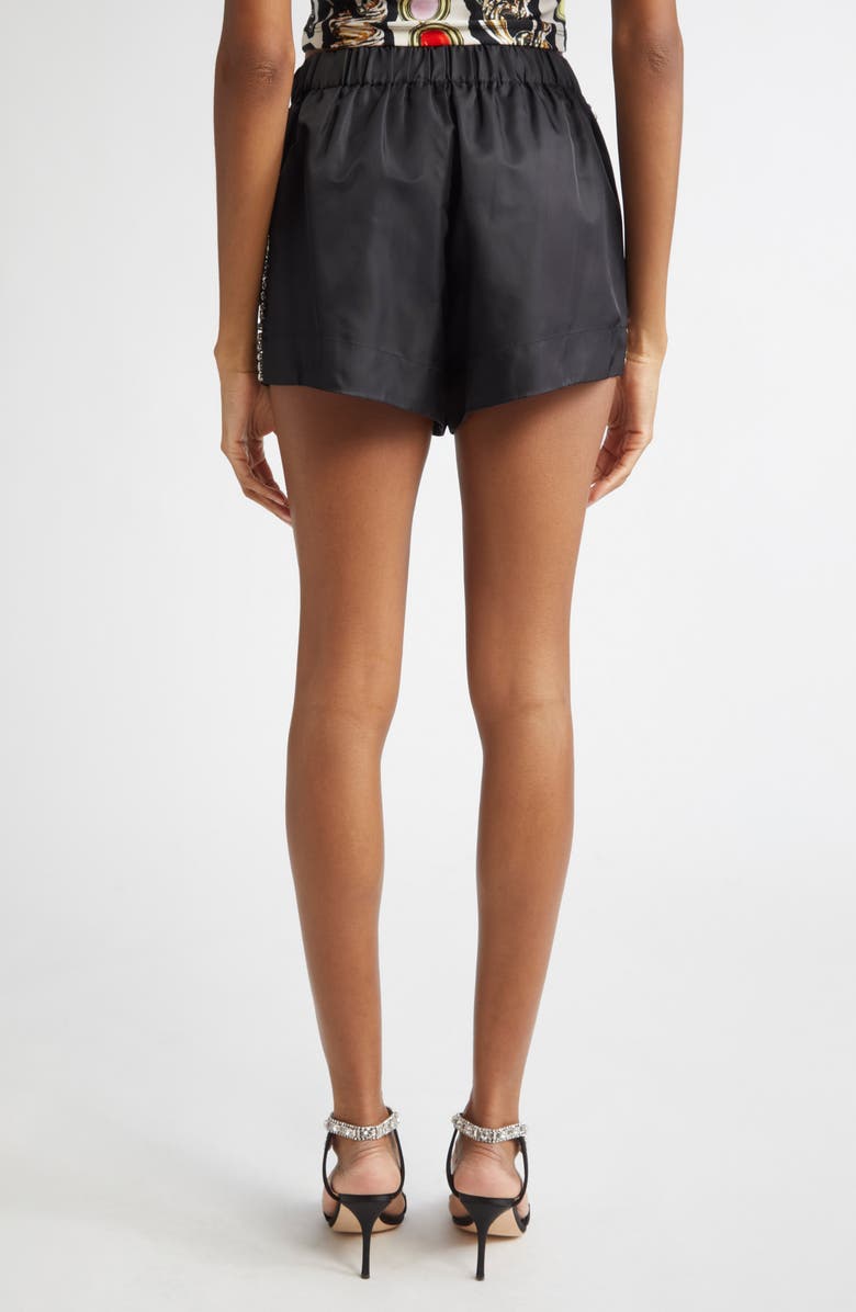 Area Crystal Trim Track Shorts, Alternate, color, Black