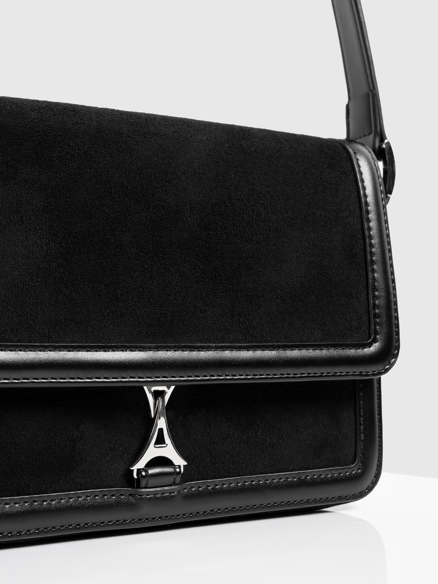 Manière De Voir Suede & Leather Crossbody Bag, Alternate, color, Black
